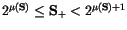 $2^{\mu({\tt\bf S})} \le {\tt\bf S}_+ < 2^{\mu({\tt\bf S}) + 1}$