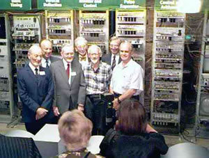 The Manchester Mark 1 team in front of the Replica Baby at the Museum